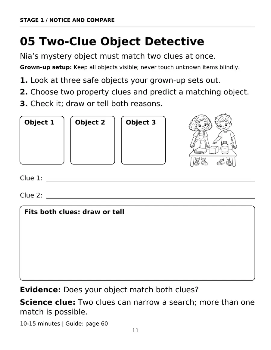 Free sample: Two-Clue Object Detective activity page